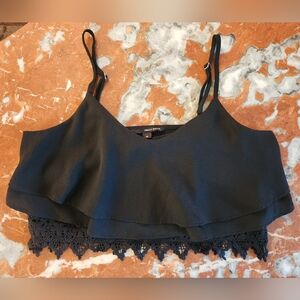 Tally Weijl Black Lace Trim Crop Top